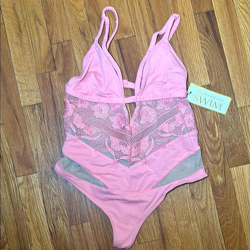 NWT- For Love And Lemons Pink One Piece Swim